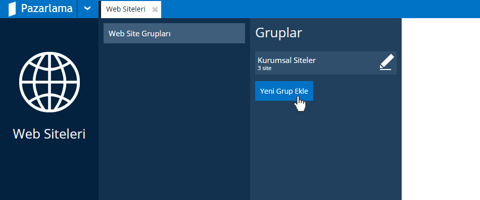 Çoklu Site Ekleme ve Yönetme, Yeni Grup Ekle