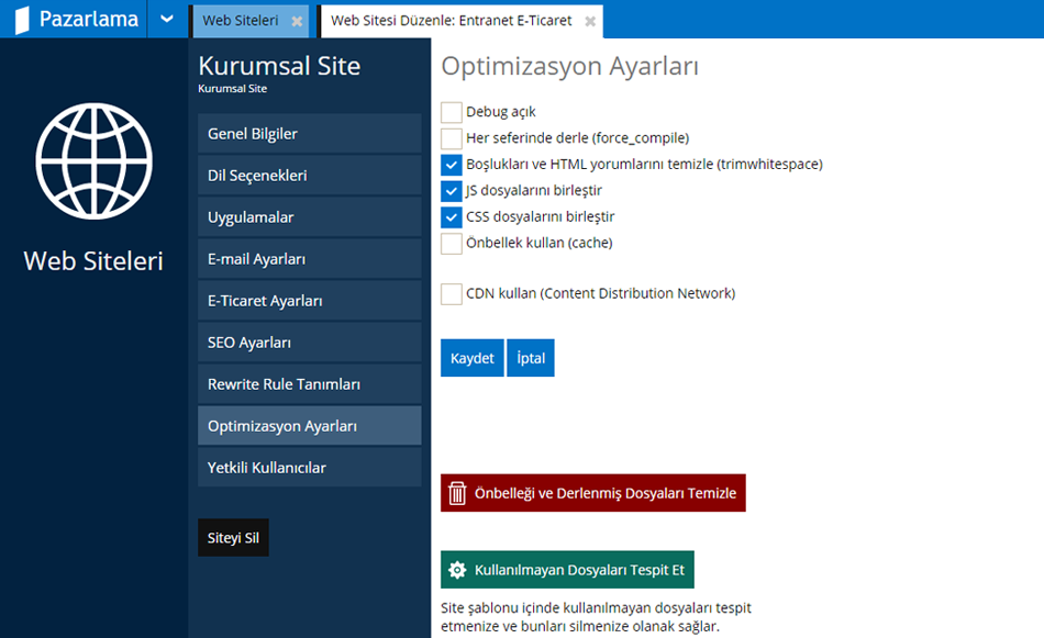 Web Siteleri Optimizasyon Ayarları